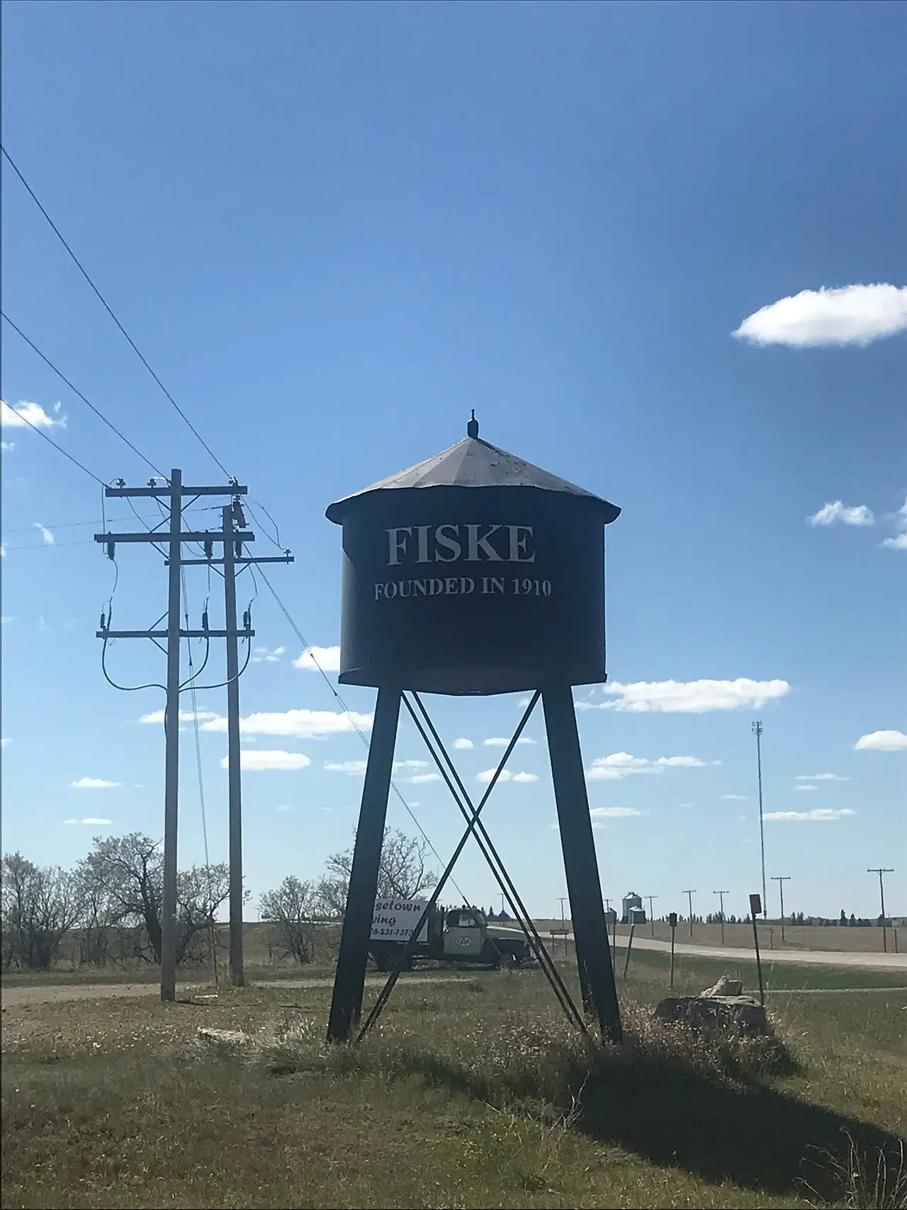 Fiske water tower sign, 2019